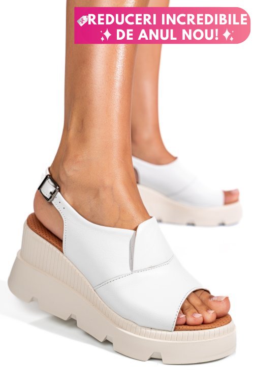 Sandale albe piele naturala ys7711