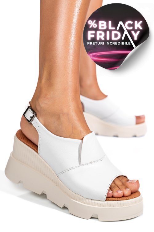 Sandale albe piele naturala ys7711