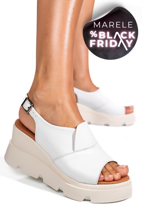 Sandale albe piele naturala ys7711