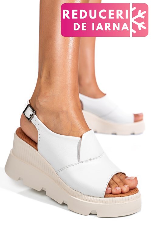 Sandale albe piele naturala ys7711