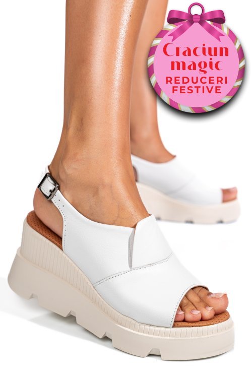 Sandale albe piele naturala ys7711