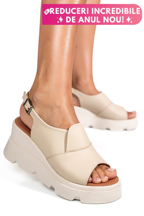 Sandale bej piele naturala ys7711