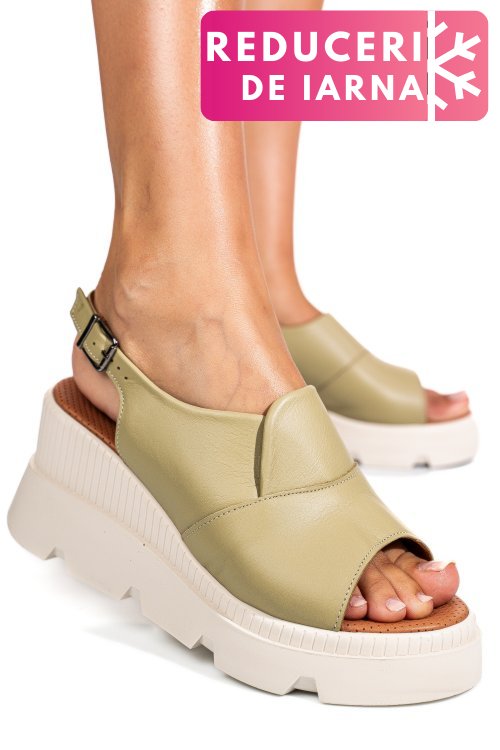 Sandale verzi piele naturala ys7711