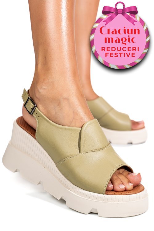 Sandale verzi piele naturala ys7711
