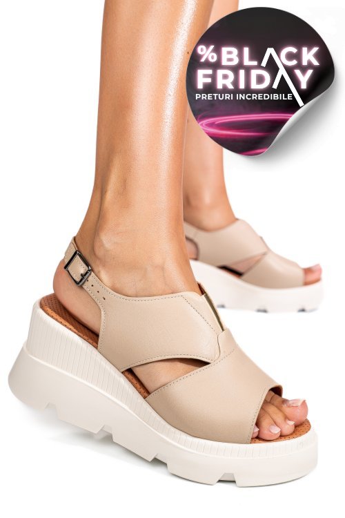 Sandale bej piele naturala ys7714