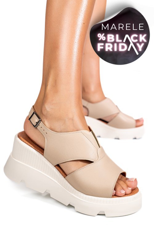 Sandale bej piele naturala ys7714