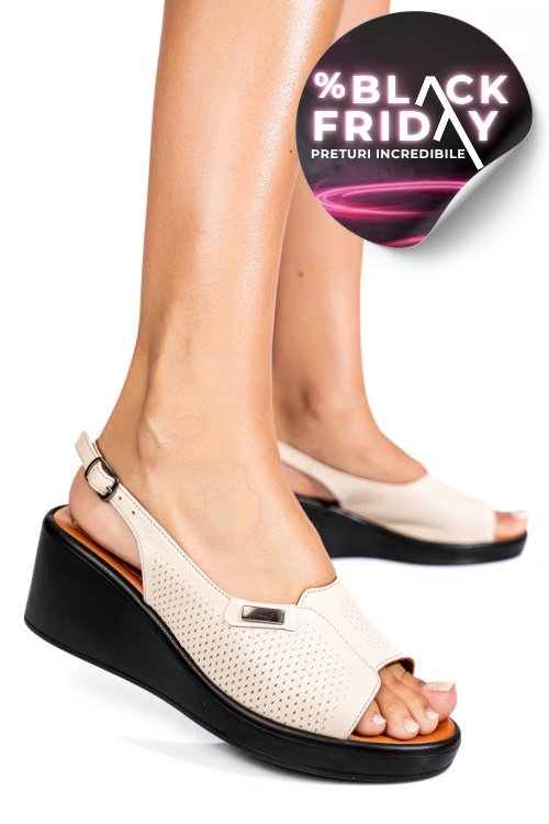 Sandale bej piele naturala 730am