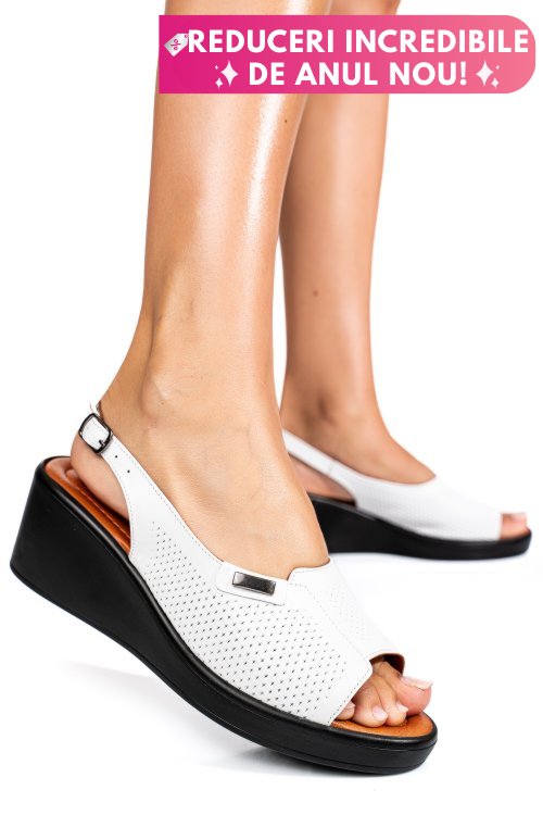 Sandale albe piele naturala 730am