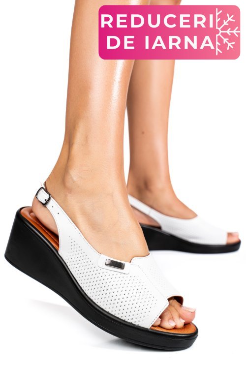 Sandale albe piele naturala 730am