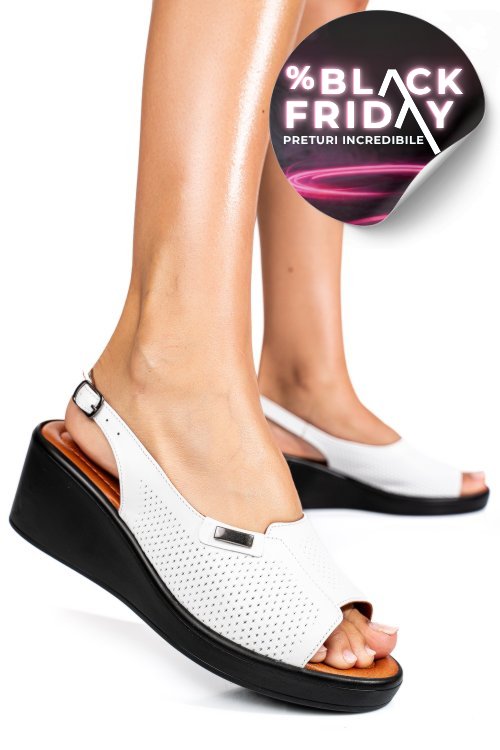 Sandale albe piele naturala 730am