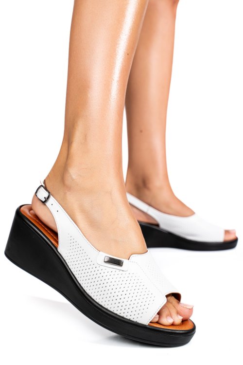 Sandale albe piele naturala 730am