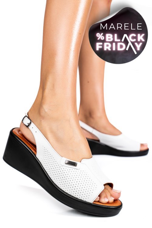 Sandale albe piele naturala 730am