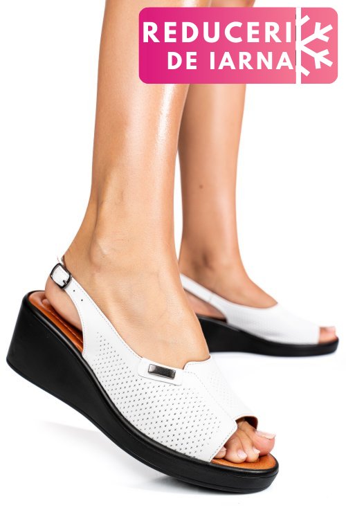 Sandale albe piele naturala 730am
