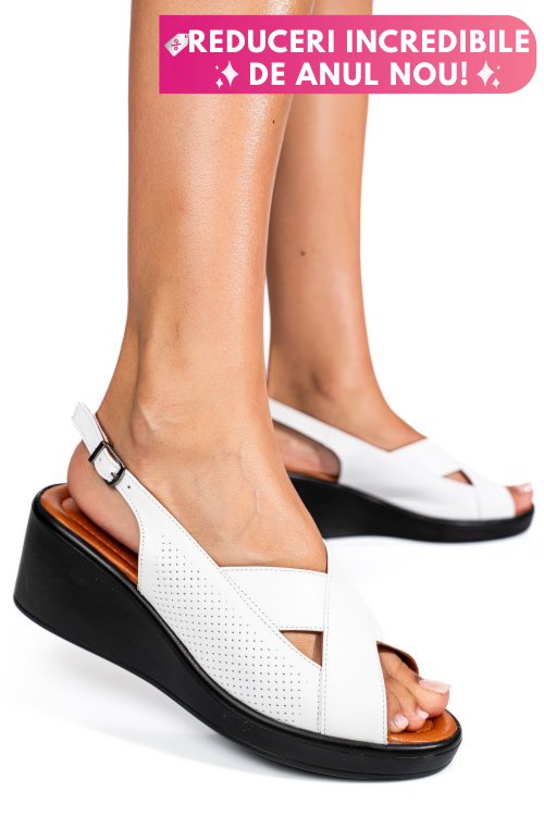 Sandale albe piele naturala 7s7740