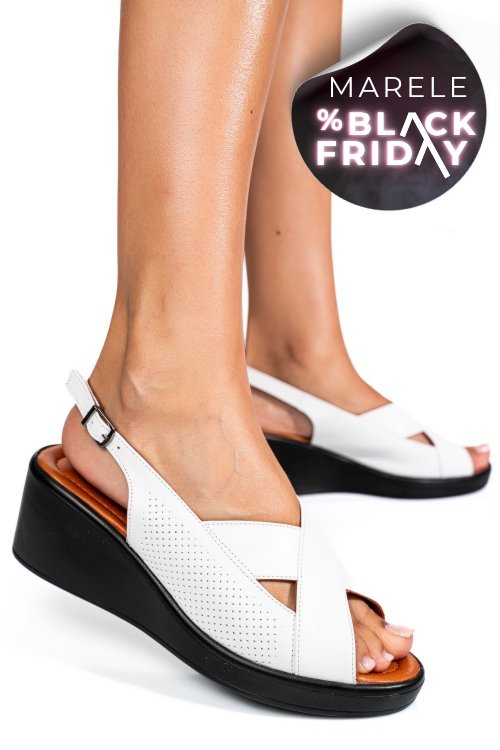 Sandale albe piele naturala 7s7740