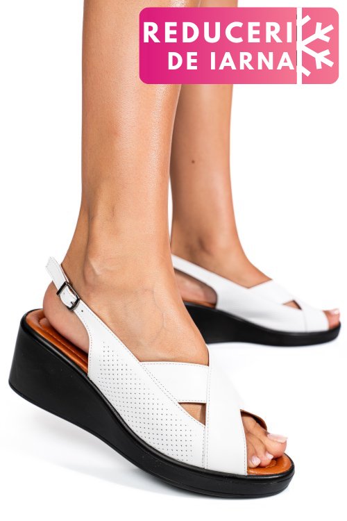 Sandale albe piele naturala 7s7740