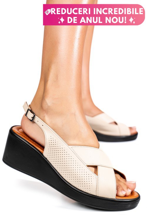 Sandale bej piele naturala 7s7740