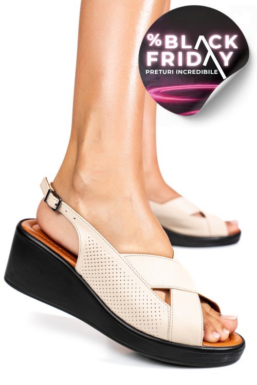 Sandale bej piele naturala 7s7740