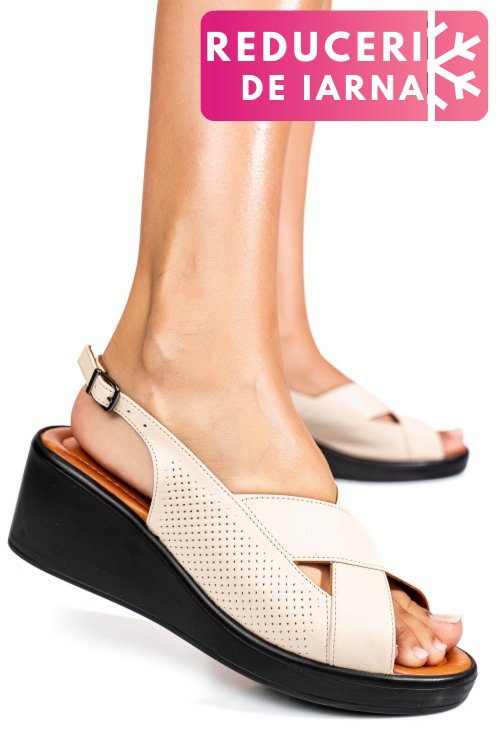 Sandale bej piele naturala 7s7740