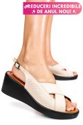 SANDALE BEJ PIELE NATURALA 7S7740