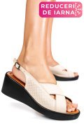 SANDALE BEJ PIELE NATURALA 7S7740