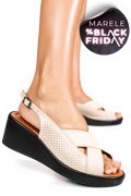 SANDALE BEJ PIELE NATURALA 7S7740