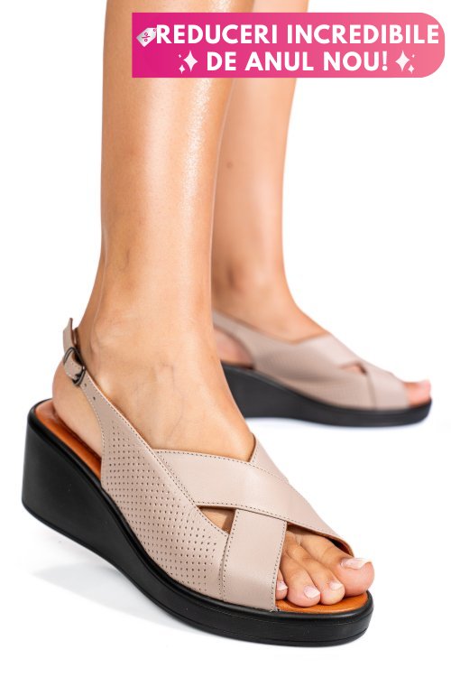 Sandale taupe piele naturala 7s7740