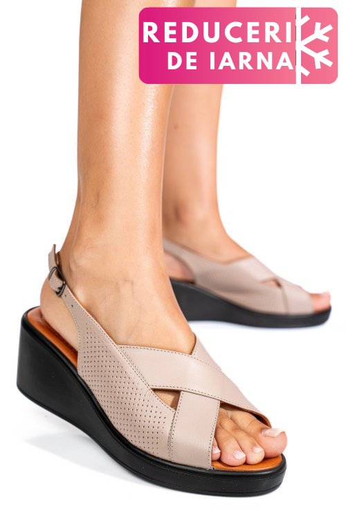 Sandale taupe piele naturala 7s7740