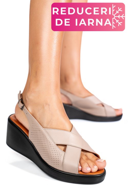 Sandale taupe piele naturala 7s7740