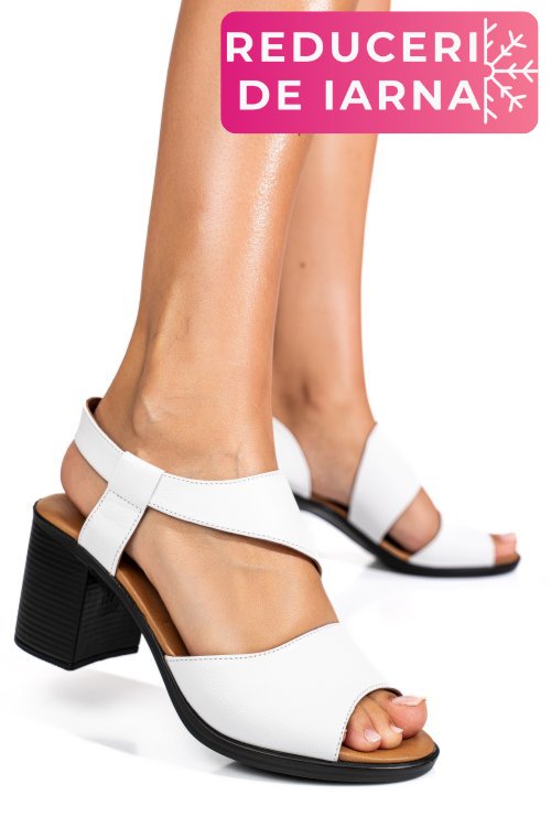 Sandale albe piele naturala 0s7775