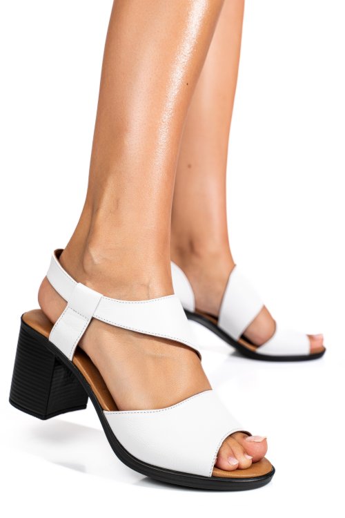 Sandale albe piele naturala 0s7775