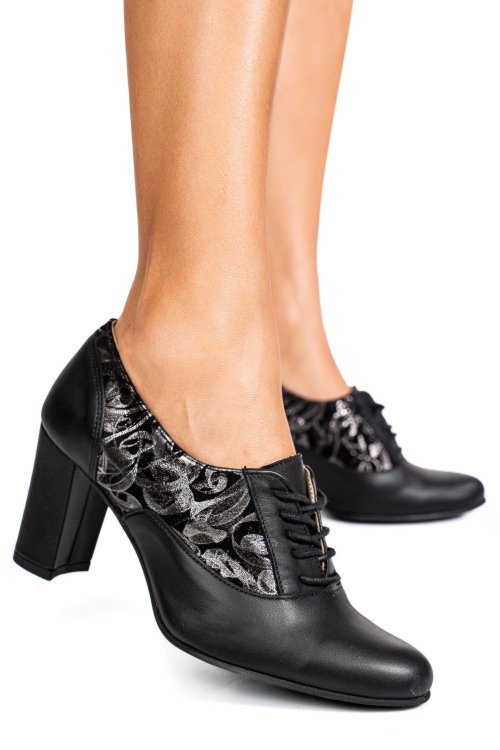 Pantofi negru argintiu piele naturala 5s77771