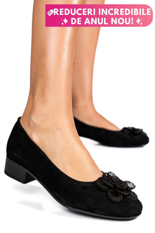 Pantofi negri piele naturala intoarsa 2s7756br-ii