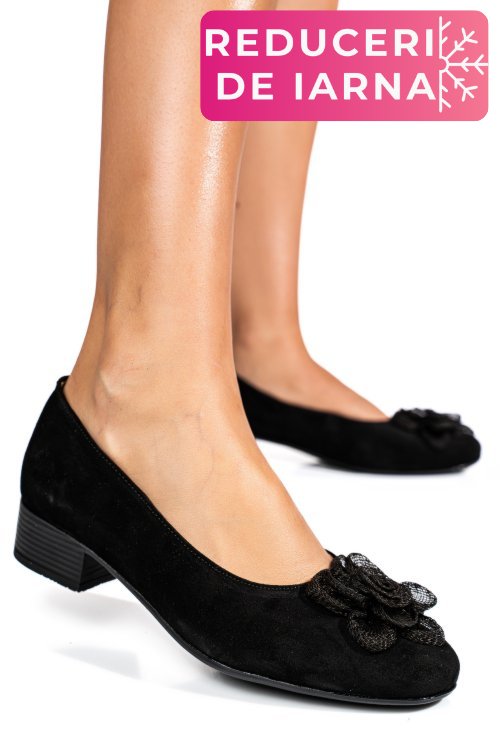 Pantofi negri piele naturala intoarsa 2s7756br-ii