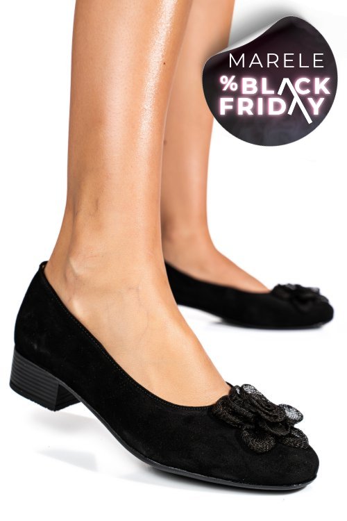 Pantofi negri piele naturala intoarsa 2s7756br-ii