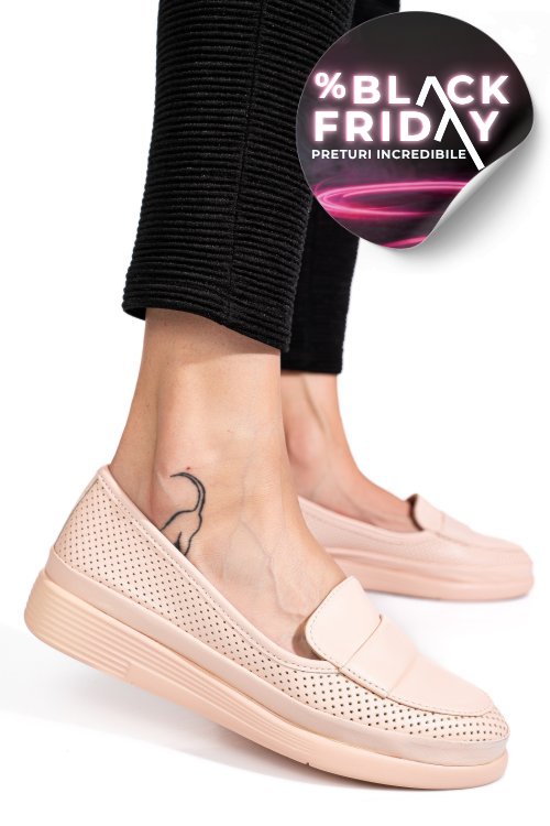 Mocasini roz piele naturala apck1100