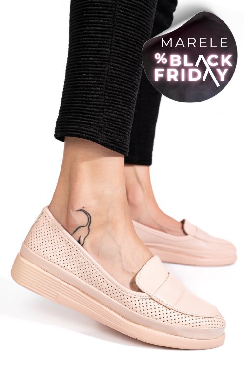 Mocasini roz piele naturala apck1100