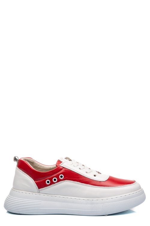 Pantofi sport alb rosu piele naturala 1pc0002