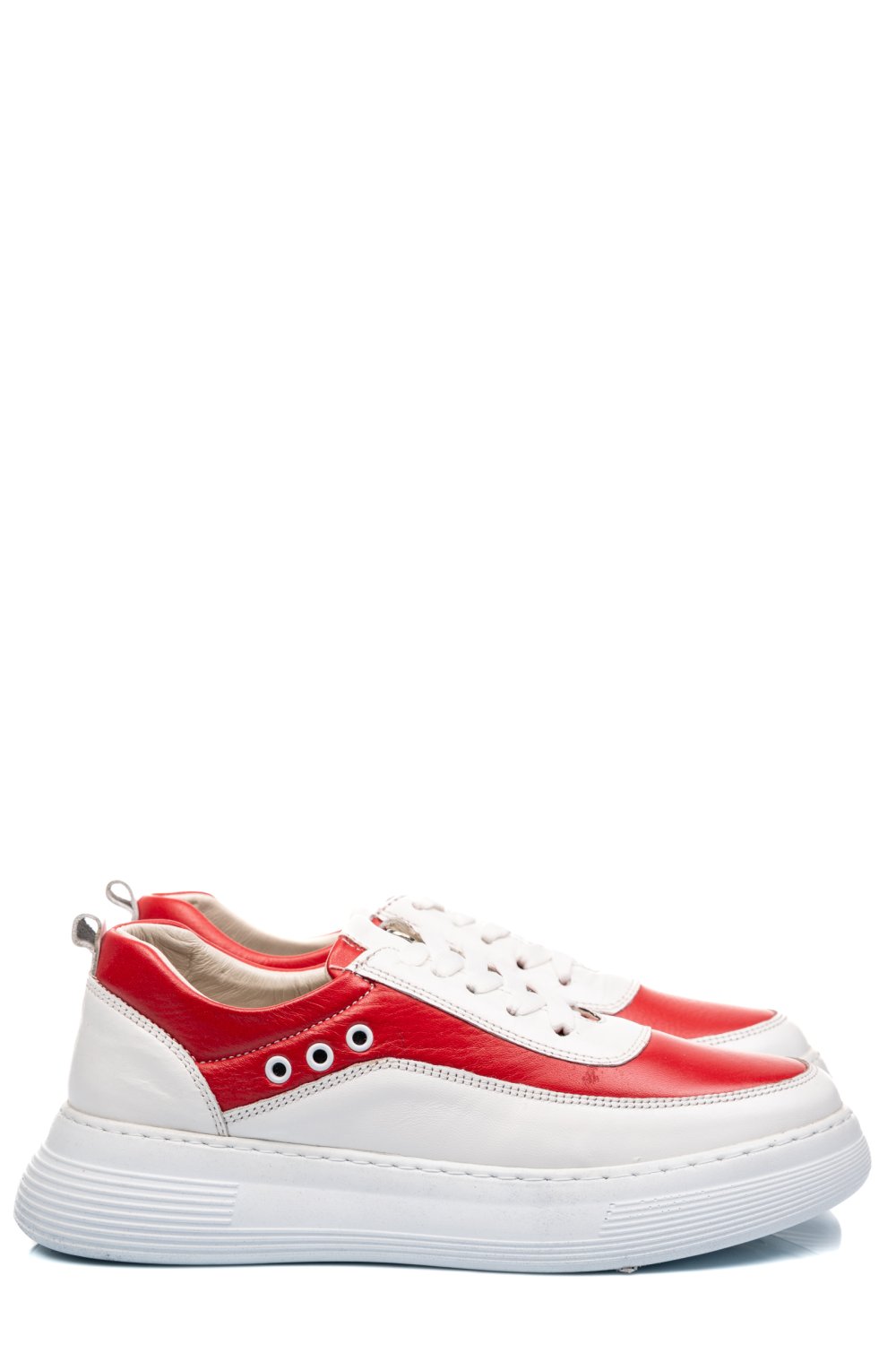 PANTOFI SPORT ALB ROSU PIELE NATURALA 1PC0002