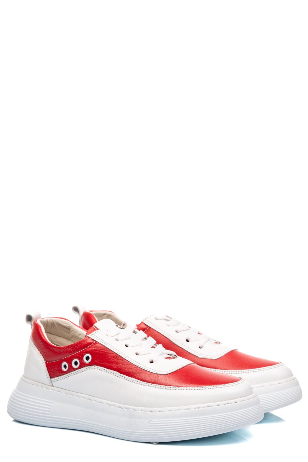 PANTOFI SPORT ALB ROSU PIELE NATURALA 1PC0002