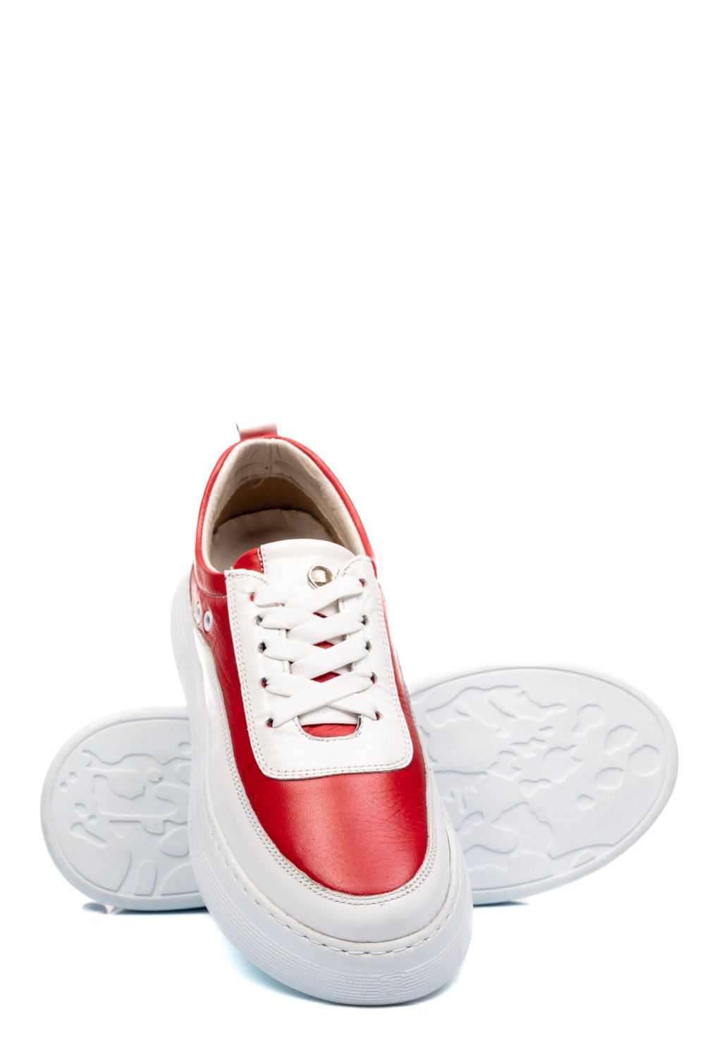 PANTOFI SPORT ALB ROSU PIELE NATURALA 1PC0002