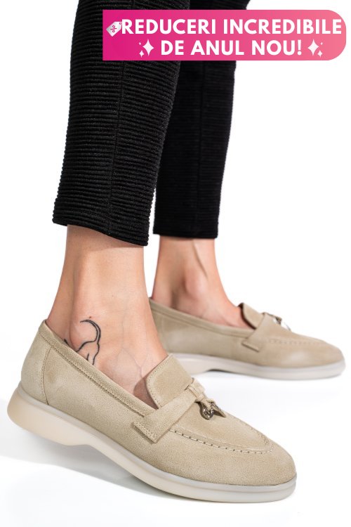 Mocasini gri piele naturala intoarsa 4s7755