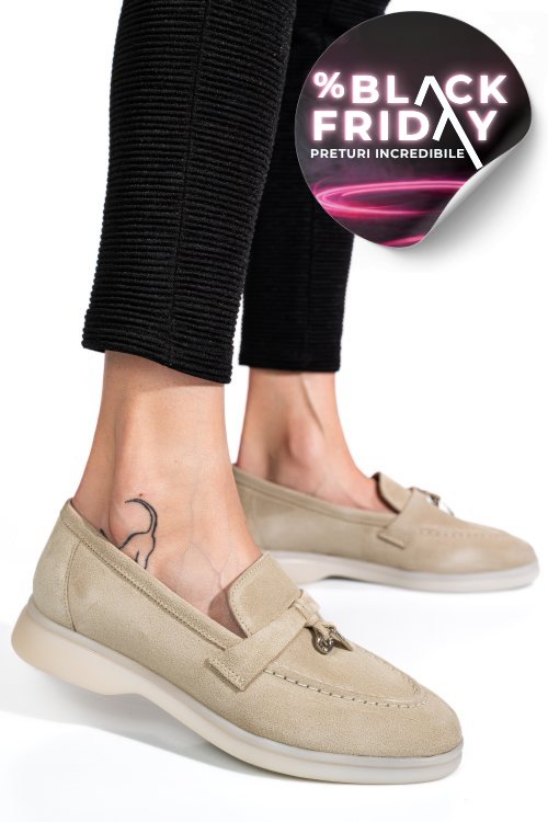 Mocasini gri piele naturala intoarsa 4s7755