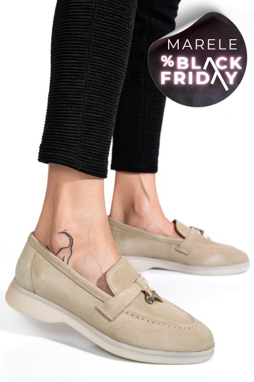 Mocasini gri piele naturala intoarsa 4s7755