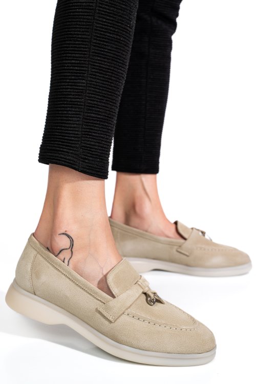 Mocasini gri piele naturala intoarsa 4s7755