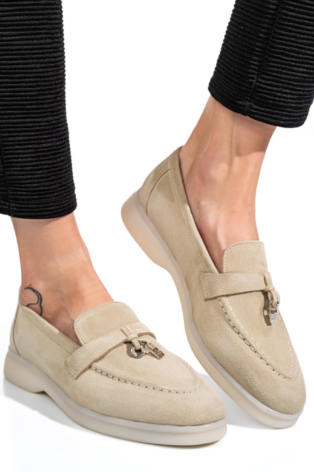 MOCASINI GRI PIELE NATURALA INTOARSA 4S7755