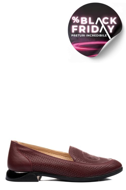 Pantofi bordo piele naturala 4pc6106