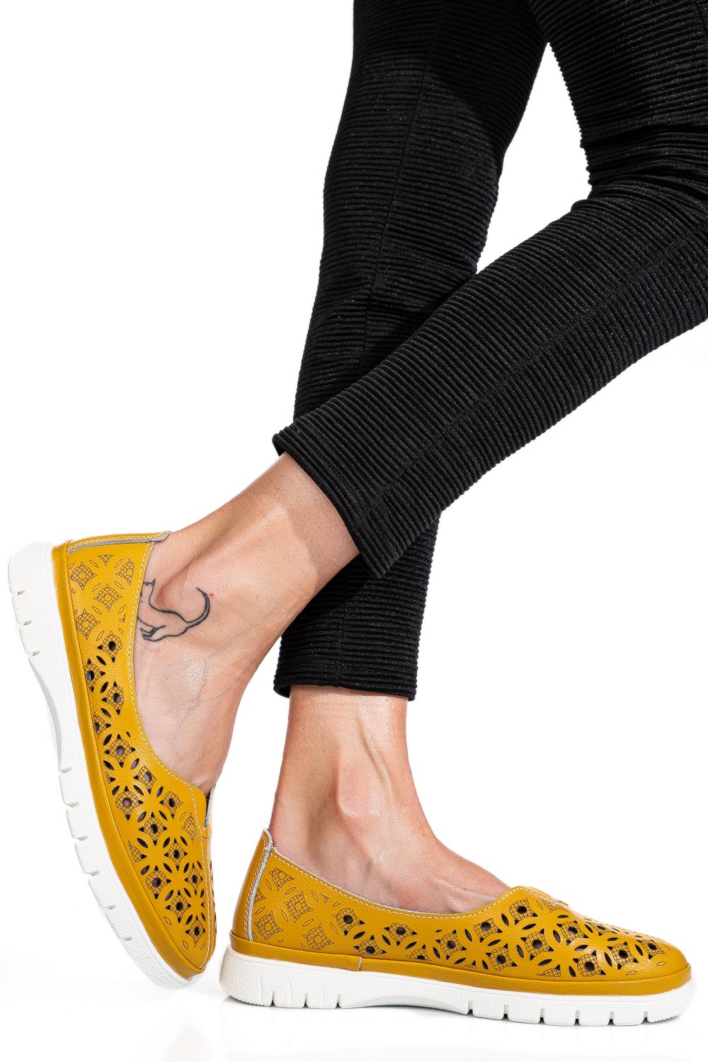 ESPADRILE GALBENE PIELE NATURALA JSPY3960