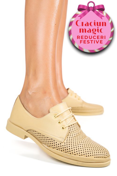 Pantofi galbeni piele naturala 1pc115