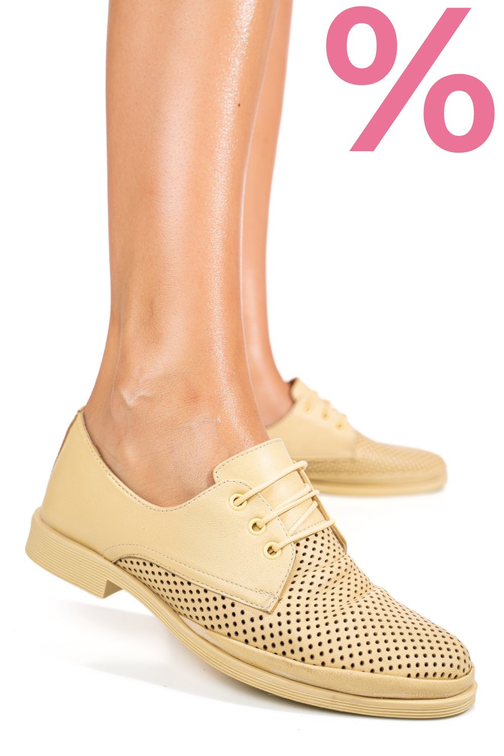 PANTOFI GALBENI PIELE NATURALA 1PC115